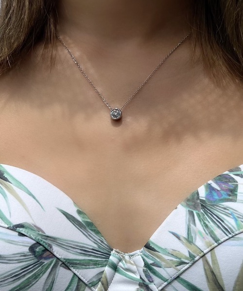 blackdia ocean(ブラックダイヤオーシャン)の「blackdia ocean 一粒ラインストーンネックレス(ネックレス・レディース・シルバー/ゴールド/ピンクゴールド・38cm)」の2枚目の写真