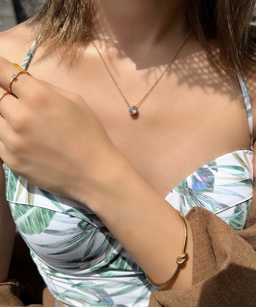 blackdia ocean(ブラックダイヤオーシャン)の「blackdia ocean 一粒ラインストーンネックレス(ネックレス・レディース・シルバー/ゴールド/ピンクゴールド・38cm)」の3枚目の写真