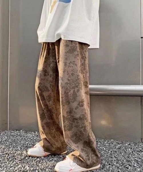 WARAIJOGO(ワライジョウゴ)の「【WARAIJOGO】フラワーパターンハイウエストパンツ(NEZ)(その他パンツ・メンズ・グレー/カーキ・XX-LARGE)」の1枚目の写真