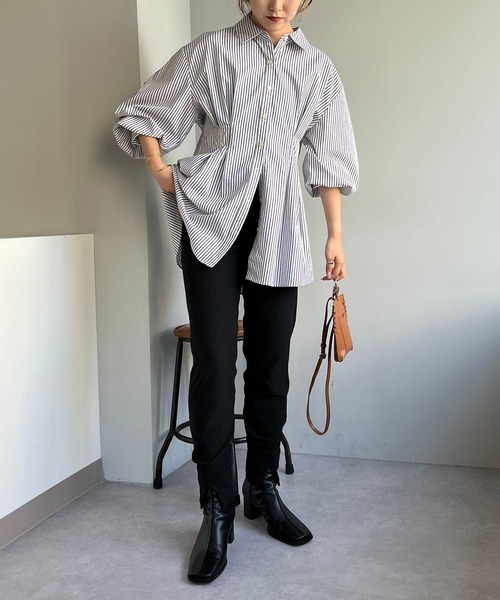 CAPRICIEUX LE'MAGE（カプリシューレマージュ）の「リサイクルポリジョガーパンツ（その他パンツ・レディース・ブラック/ベージュ・FREE）」の10枚目の写真