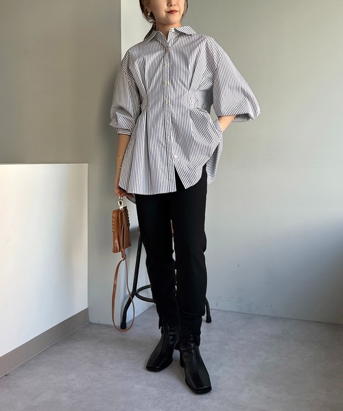 CAPRICIEUX LE'MAGE（カプリシューレマージュ）の「リサイクルポリジョガーパンツ（その他パンツ・レディース・ブラック/ベージュ・FREE）」の7枚目の写真