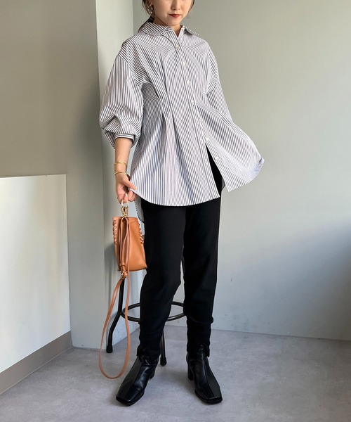 CAPRICIEUX LE'MAGE（カプリシューレマージュ）の「リサイクルポリジョガーパンツ（その他パンツ・レディース・ブラック/ベージュ・FREE）」の8枚目の写真