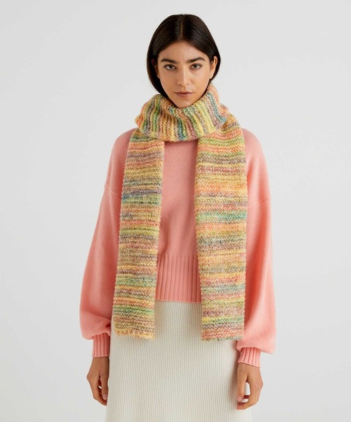BENETTON (UNITED COLORS OF BENETTON)（ベネトンユナイテッドカラーズオブベネトン）の「マルチカラーニットマフラー（マフラー・レディース・イエロー系その他/ピンク系その他/グレー系その他・ONE SIZE）」の10枚目の写真