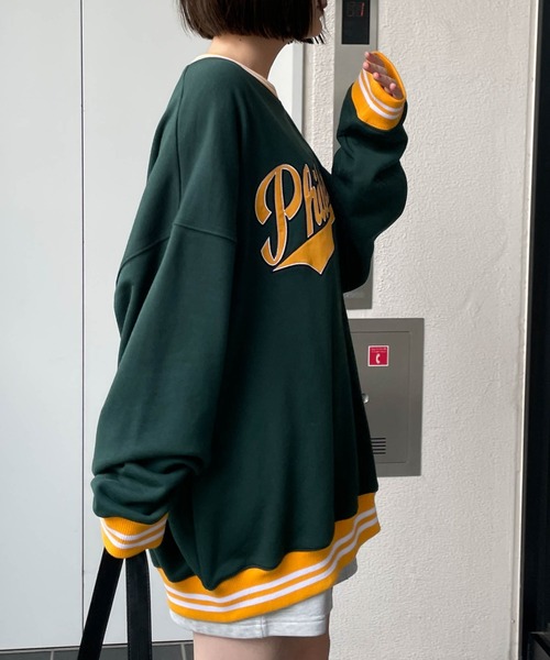 WEGO（ウィゴー）の「WEGO/ヘビーウエイト スタジアムロゴプルオーバー（スウェット・メンズ・杢グレー/グレー系その他/ダークグリーン/ブラック・MEDIUM/LARGE）」の11枚目の写真