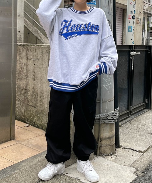 WEGO（ウィゴー）の「WEGO/ヘビーウエイト スタジアムロゴプルオーバー（スウェット・メンズ・杢グレー/グレー系その他/ダークグリーン/ブラック・MEDIUM/LARGE）」の16枚目の写真