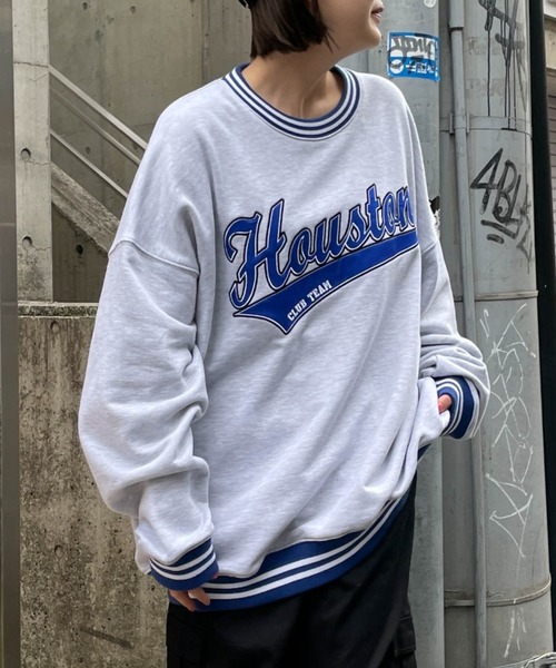 WEGO（ウィゴー）の「WEGO/ヘビーウエイト スタジアムロゴプルオーバー（スウェット・メンズ・杢グレー/グレー系その他/ダークグリーン/ブラック・MEDIUM/LARGE）」の5枚目の写真