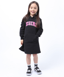 X-girl Stages | SWEAT HOODIE DRESS COLLEGE LOGO(4T～7T)(ワンピース)
