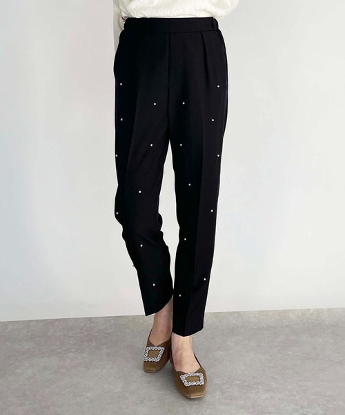 PICCIN PERLA（ピッチンペルラ）の「フロントパールパンツ（その他パンツ・レディース・ブラック/アイボリー・S/M）」の3枚目の写真