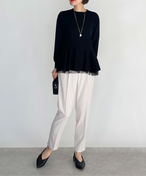 PICCIN PERLA（ピッチンペルラ）の「フロントパールパンツ（その他パンツ・レディース・ブラック/アイボリー・S/M）」の21枚目の写真