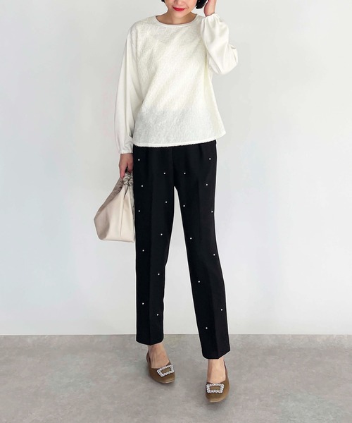 PICCIN PERLA（ピッチンペルラ）の「フロントパールパンツ（その他パンツ・レディース・ブラック/アイボリー・S/M）」の13枚目の写真
