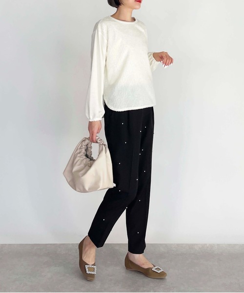 PICCIN PERLA（ピッチンペルラ）の「フロントパールパンツ（その他パンツ・レディース・ブラック/アイボリー・S/M）」の10枚目の写真