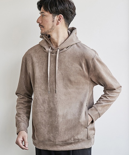 UNION STATION（ユニオンステーション）の「ストレッチフェイクスエードポンチパーカー（パーカー・メンズ・ホワイト/ブラック/ベージュ/ブルー・LL/S/M/L）」の4枚目の写真