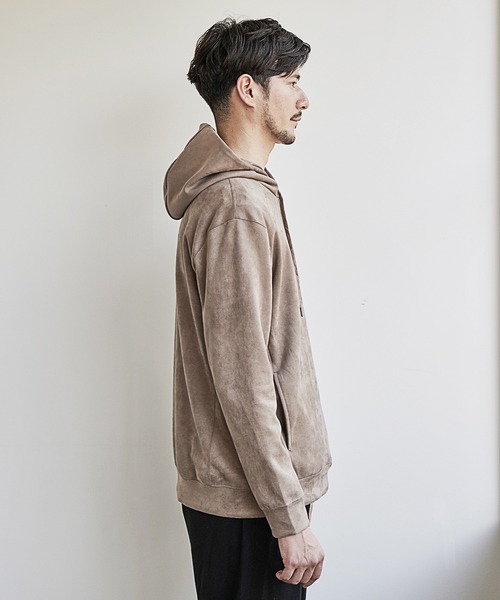 UNION STATION（ユニオンステーション）の「ストレッチフェイクスエードポンチパーカー（パーカー・メンズ・ホワイト/ブラック/ベージュ/ブルー・LL/S/M/L）」の10枚目の写真