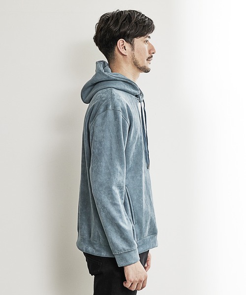 UNION STATION（ユニオンステーション）の「ストレッチフェイクスエードポンチパーカー（パーカー・メンズ・ホワイト/ブラック/ベージュ/ブルー・LL/S/M/L）」の12枚目の写真