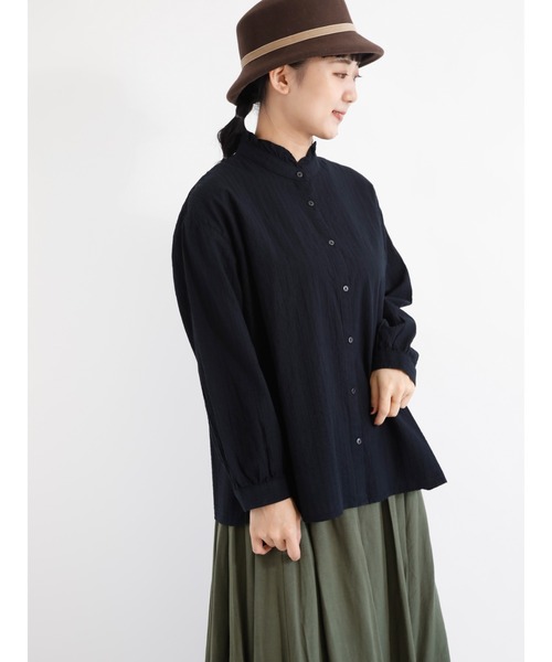 Samansa Mos2(サマンサ モスモス)の「ドビーストライプ襟フリルブラウス(シャツ/ブラウス・レディース・ブラック/ベージュ/ブラウン/オフホワイト・フリ-)」の2枚目の写真