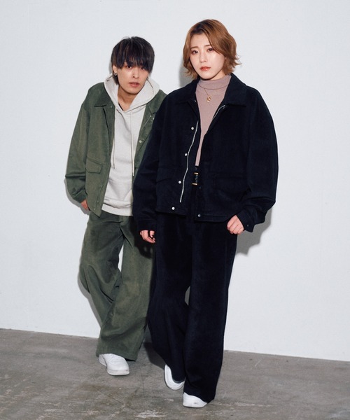 INTER FACTORY（インターファクトリー）の「こなん - オーバーサイズコーデュロイジャケット　made in INTER FACTORY（ブルゾン・レディース・オリーブ/ブラック/ライトパープル・MEDIUM/LARGE）」の16枚目の写真