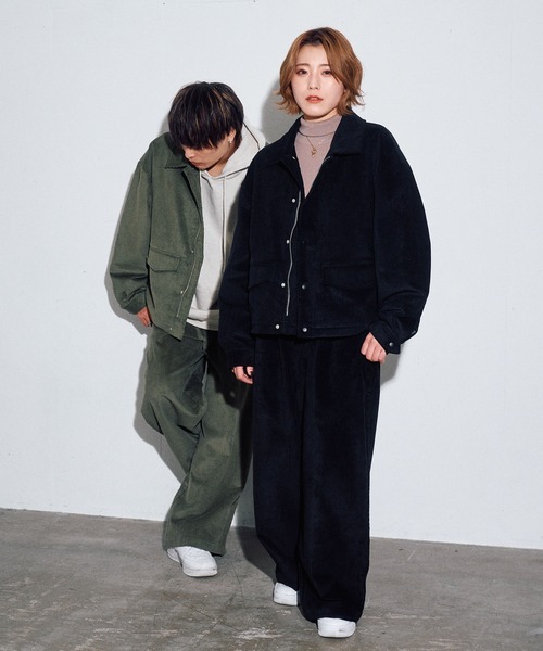 INTER FACTORY（インターファクトリー）の「こなん - オーバーサイズコーデュロイジャケット　made in INTER FACTORY（ブルゾン・レディース・オリーブ/ブラック/ライトパープル・MEDIUM/LARGE）」の17枚目の写真