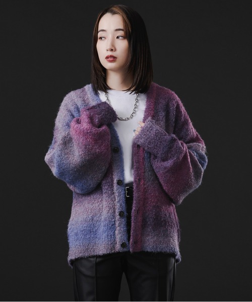 Ellno Loset(エルノロゼット)の「グラデーションブークレカーディガン(カーディガン/ボレロ・メンズ・グリーン系その他/パープル系その他・MEDIUM/LARGE)」の9枚目の写真