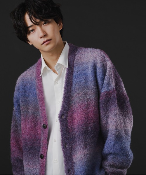 Ellno Loset(エルノロゼット)の「グラデーションブークレカーディガン(カーディガン/ボレロ・メンズ・グリーン系その他/パープル系その他・MEDIUM/LARGE)」の14枚目の写真