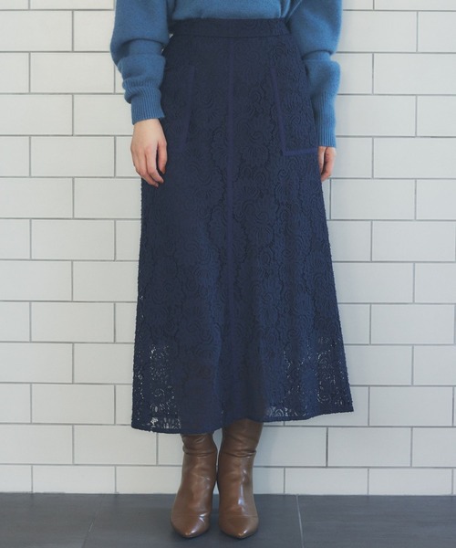 Andemiu（アンデミュウ）の「レースアウトポケットスカート167347（スカート・レディース・ネイビー/グレー/オレンジ・FREE）」の3枚目の写真