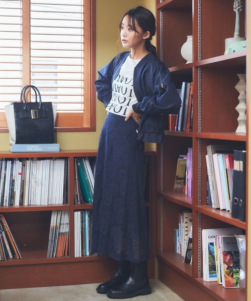 Andemiu（アンデミュウ）の「レースアウトポケットスカート167347（スカート・レディース・ネイビー/グレー/オレンジ・FREE）」の8枚目の写真