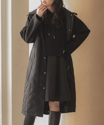 小ダイヤキルトフェイクウールスタンドカラーコート