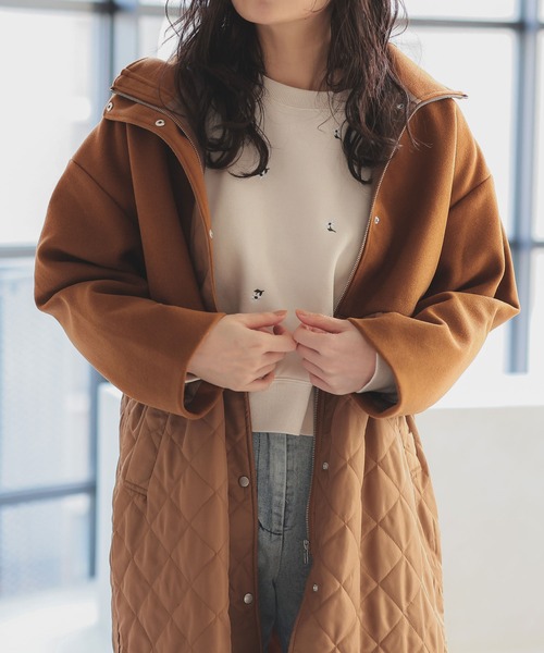 DONOBAN(ドノバン)の「小ダイヤキルトフェイクウールスタンドカラーコート(その他アウター・レディース・ベージュ/ブラック/アイボリー・F)」の15枚目の写真