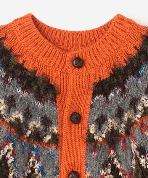 COOHEM オレンジ ノルディック柄 カーディガン 30％OFF】COOHEM