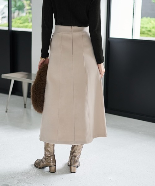 STYLE DELI(スタイルデリ)の「メルトン調Aラインスカート(スカート・レディース・チャコールグレー/ライトベージュ・X-SMALL/SMALL/MEDIUM)」の3枚目の写真