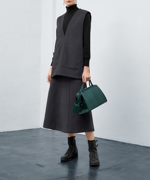STYLE DELI(スタイルデリ)の「メルトン調Aラインスカート(スカート・レディース・チャコールグレー/ライトベージュ・X-SMALL/SMALL/MEDIUM)」の5枚目の写真