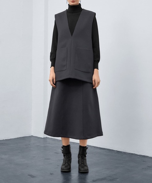 STYLE DELI(スタイルデリ)の「メルトン調Aラインスカート(スカート・レディース・チャコールグレー/ライトベージュ・X-SMALL/SMALL/MEDIUM)」の8枚目の写真