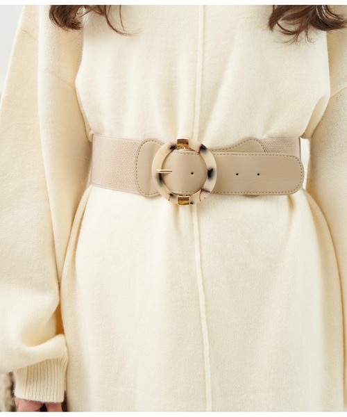CHILLE（チル）の「マーブルラウンドバックル太ベルト（ベルト・レディース・ブラック/ベージュ・FREE）」の8枚目の写真