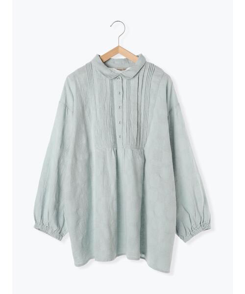 Samansa Mos2（サマンサ モスモス）の「ドビー丸襟チュニック（チュニック・レディース・ミント/ブラウン/オフホワイト・ﾌﾘ-）」の3枚目の写真