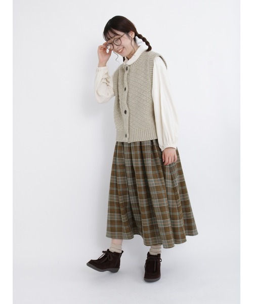 Samansa Mos2（サマンサ モスモス）の「ドビー丸襟チュニック（チュニック・レディース・ミント/ブラウン/オフホワイト・ﾌﾘ-）」の7枚目の写真