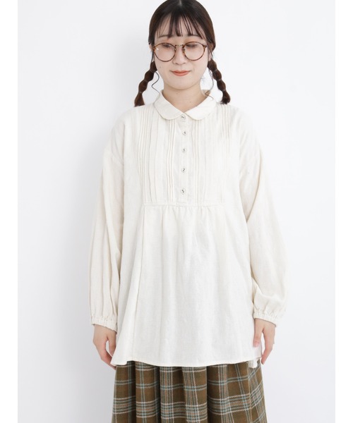 Samansa Mos2（サマンサ モスモス）の「ドビー丸襟チュニック（チュニック・レディース・ミント/ブラウン/オフホワイト・ﾌﾘ-）」の10枚目の写真