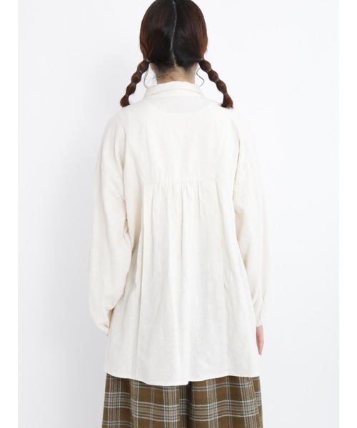 Samansa Mos2（サマンサ モスモス）の「ドビー丸襟チュニック（チュニック・レディース・ミント/ブラウン/オフホワイト・ﾌﾘ-）」の12枚目の写真