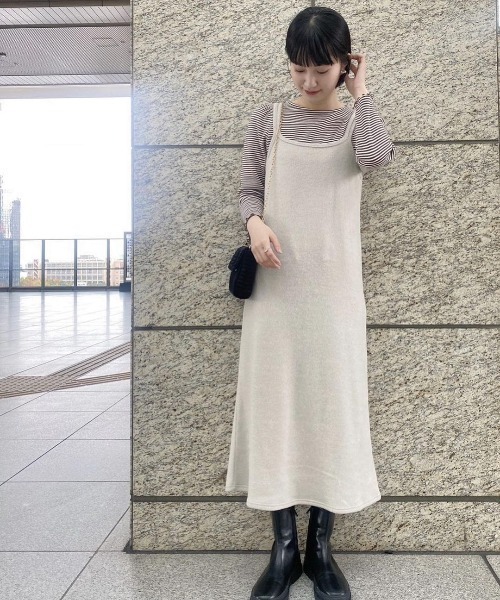 flower(フラワー)の「コンフィキャミワンピース(ワンピース・レディース・ブラウン/ベージュ・FREE)」の4枚目の写真