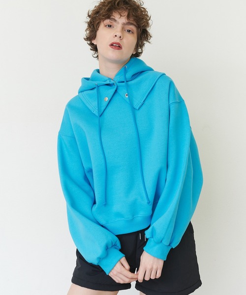 casane（カサネ）の「2wayビックプルオーバー（スウェット・レディース・ライトグレー/ブルー・FREE）」の3枚目の写真