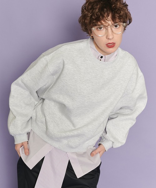 casane（カサネ）の「2wayビックプルオーバー（スウェット・レディース・ライトグレー/ブルー・FREE）」の4枚目の写真
