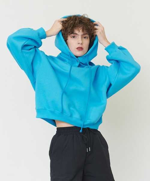 casane（カサネ）の「2wayビックプルオーバー（スウェット・レディース・ライトグレー/ブルー・FREE）」の8枚目の写真