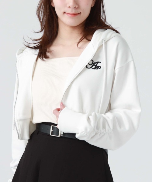 archives（アルシーヴ）の「ショートｚｉｐパーカー（パーカー・レディース・オフホワイト/ブラック/グレー・MEDIUM）」の2枚目の写真