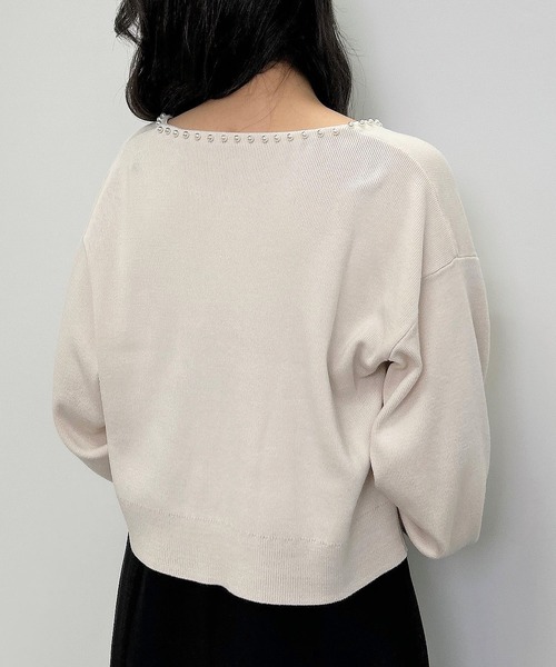 INGNI（イング）の「パール付ニットカーディガン（カーディガン/ボレロ・レディース・アイボリー/ブラック/グレー/ピンクベージュ/その他・M）」の12枚目の写真