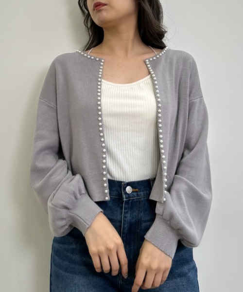 INGNI（イング）の「パール付ニットカーディガン（カーディガン/ボレロ・レディース・アイボリー/ブラック/グレー/ピンクベージュ/その他・M）」の19枚目の写真