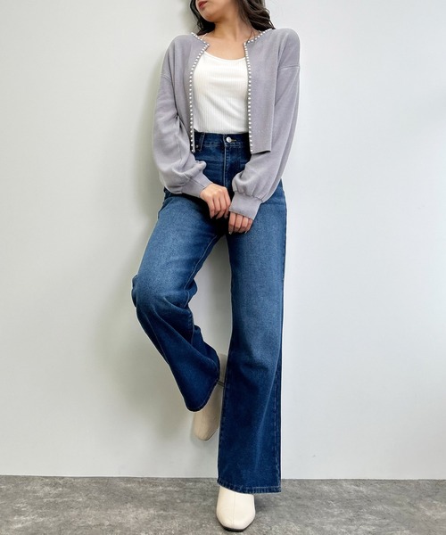 INGNI（イング）の「パール付ニットカーディガン（カーディガン/ボレロ・レディース・アイボリー/ブラック/グレー/ピンクベージュ/その他・M）」の8枚目の写真