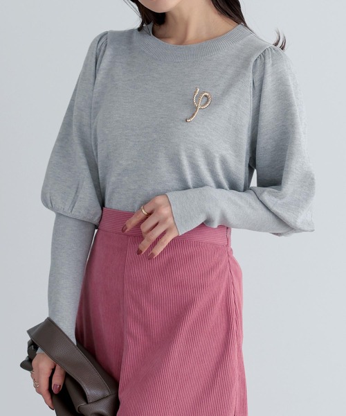 ランタンスリーブニットプルオーバー