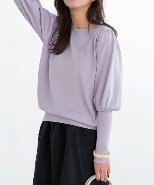 ランタンスリーブニットプルオーバー