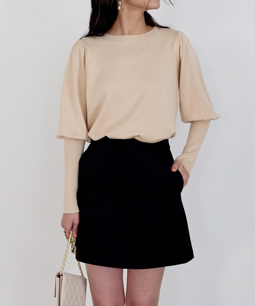 ランタンスリーブニットプルオーバー