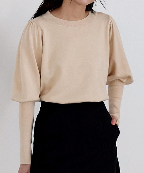 ランタンスリーブニットプルオーバー