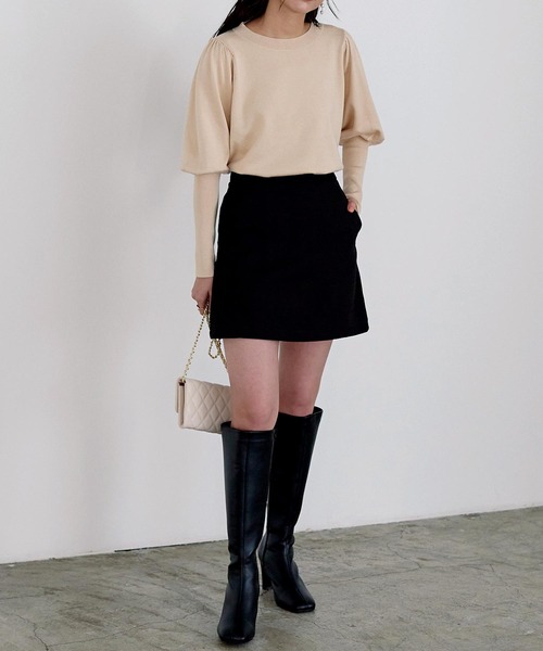 ランタンスリーブニットプルオーバー