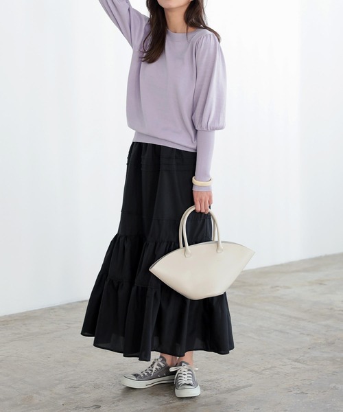 ランタンスリーブニットプルオーバー